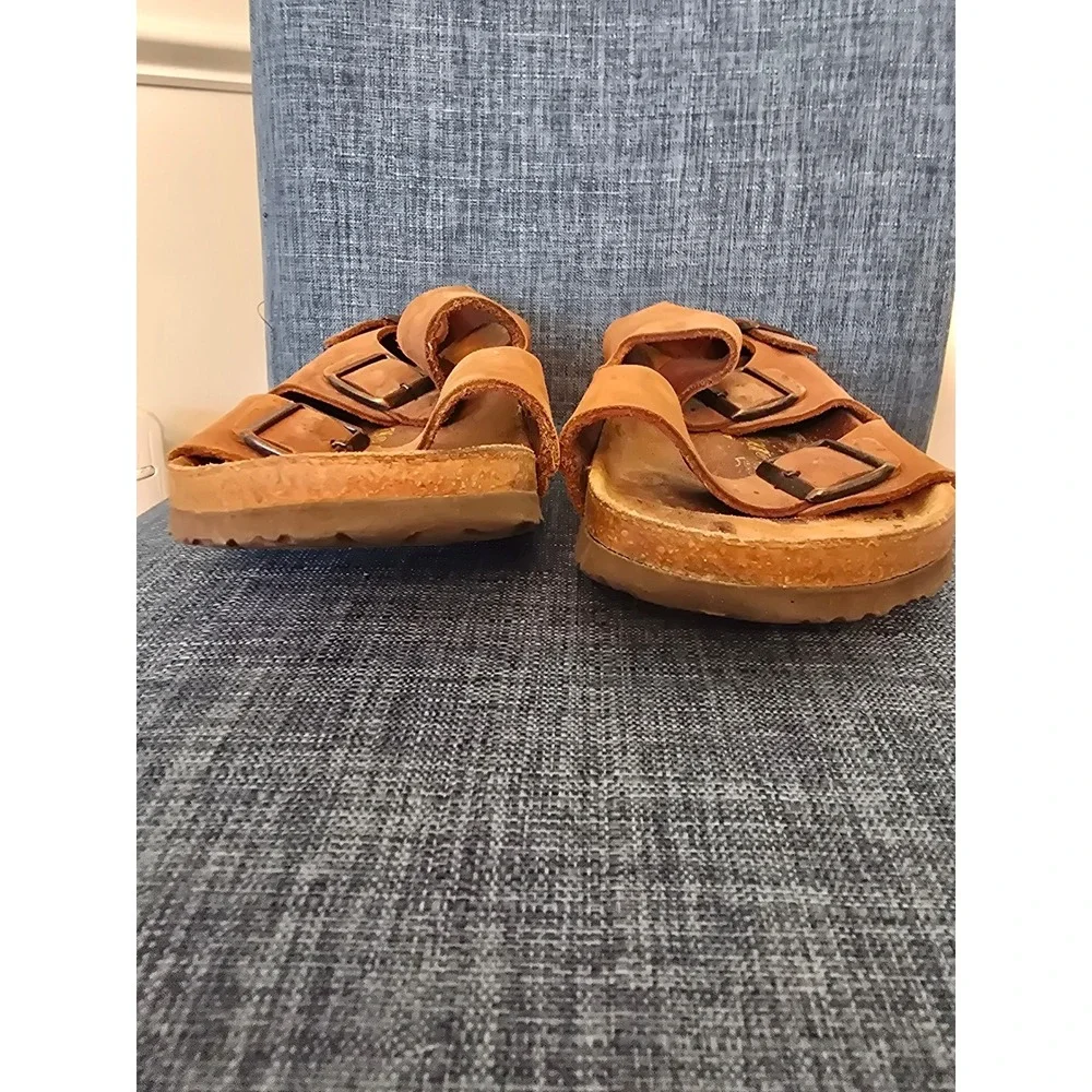 Birkenstock Milano Sandals Mens 44 M11 Oiled Leather Tobacco Brown 034191